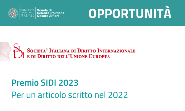 Premio SIDI 2023 (Società Italiana di Diritto Internazionale e di Diritto dell’Unione europea)