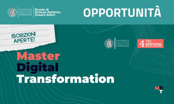 Aperte le iscrizioni al Master di I°livello in Digital Transformation (MDT)